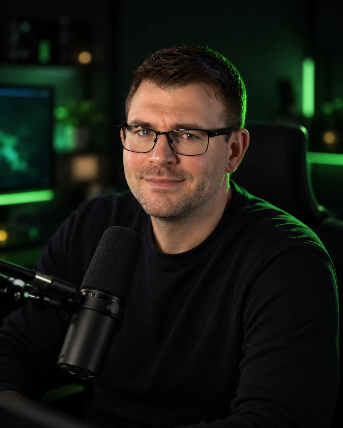 Marc Meese am Mikrofon in seinem Studio